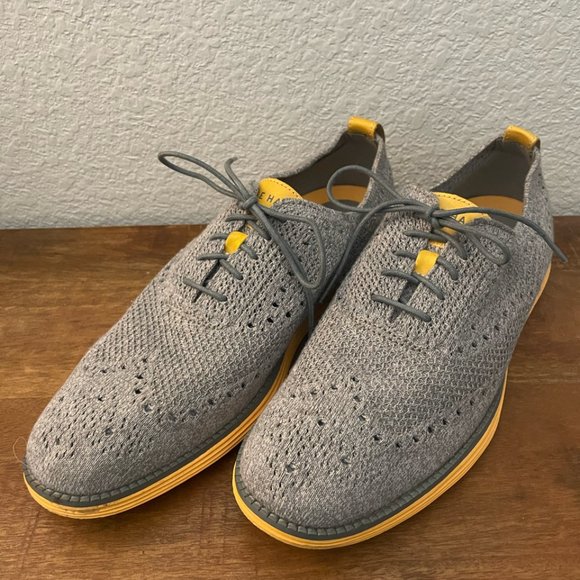 Cole Haan Mens Zerogrand Stitchlite Oxford Gray Yellow Size 10.5 - Picture 1 of 7